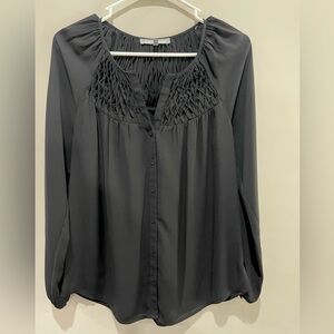 Daniel Rainn button front top smocked shoulder